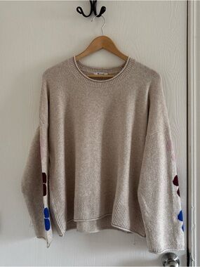 Madewell XXL Cream Floral Sleeve Sweater Cozy Oversized Knit